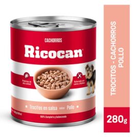 RICOCAN cachorros trocistos en salsa sabor pollo lata 280gr