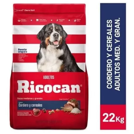 Ricocan adultos razas medianas y grandes sabor cordero y cereales bolsa de 22Kg