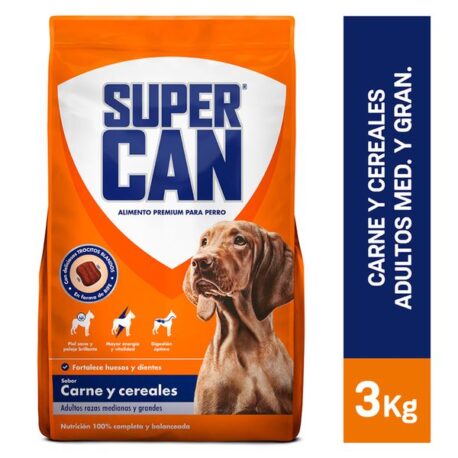 Super Can adultos medianos y grandes sabor carne y cereales bolsa de 3Kg